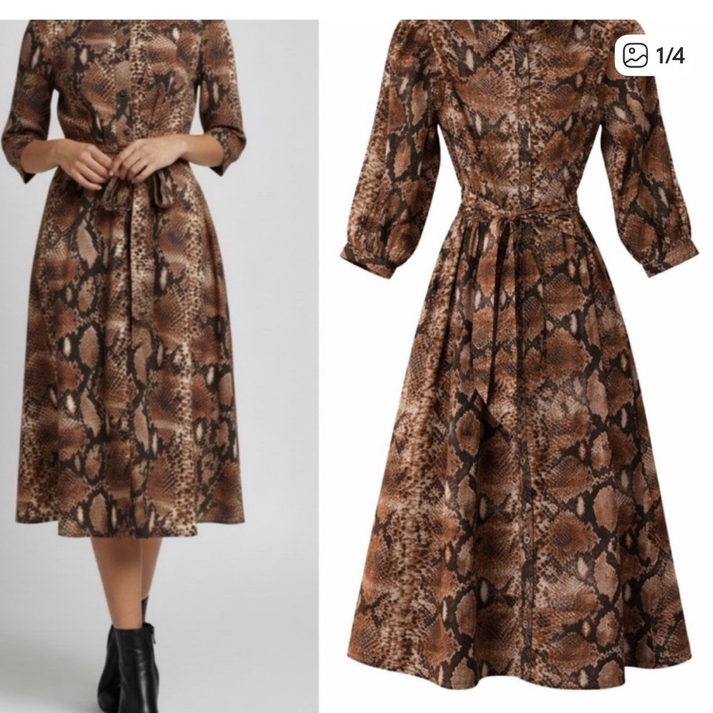 Caroline Constas Snakeskin Long Sleeve dress size M